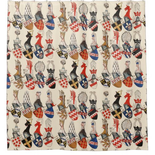 COAT OF ARMS OF MEDIEVAL TOURNAMENT PARTECIPANTS SHOWER CURTAIN