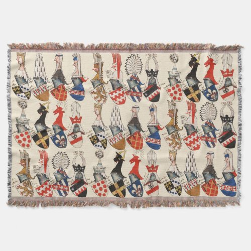 COAT OF ARMS OF MEDIEVAL TOURNAMENT PARTECIPANTS THROW BLANKET