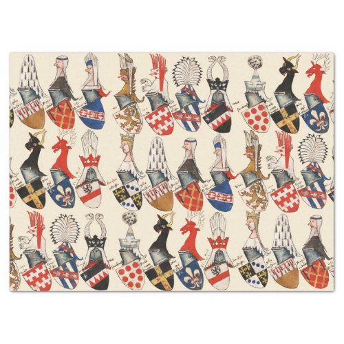 COAT OF ARMS OF MEDIEVAL TOURNAMENT PARTECIPANTS TISSUE PAPER