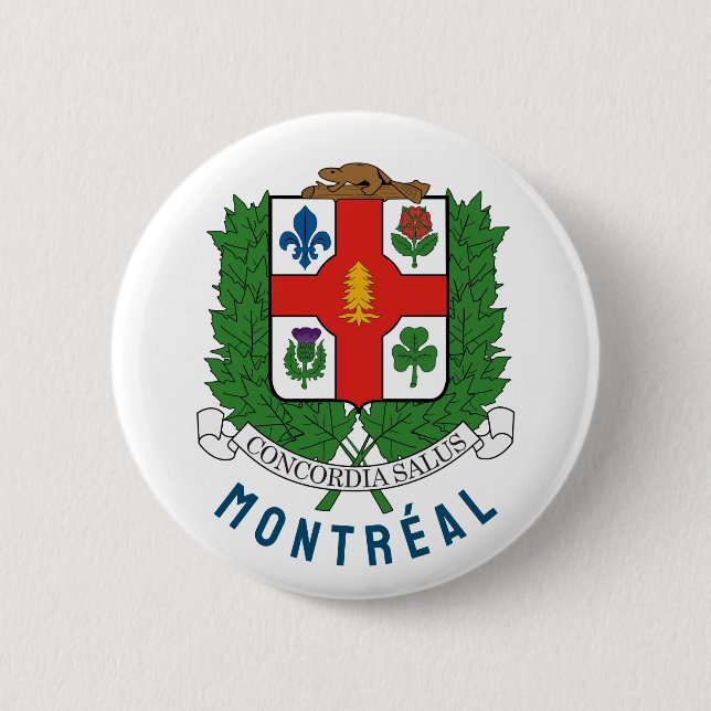 Coat of Arms of Montréal, CANADA Button (Front)