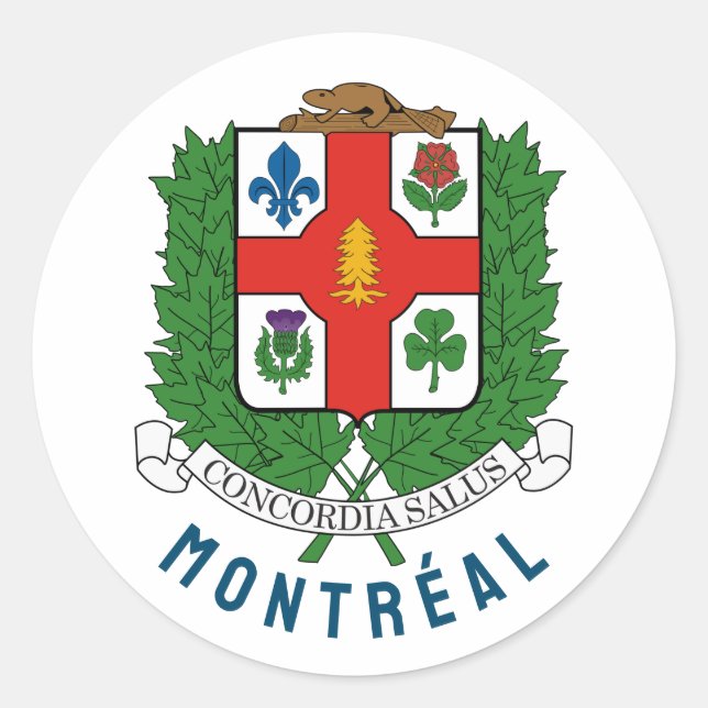 Coat of Arms of Montréal, CANADA Classic Round Sticker (Front)