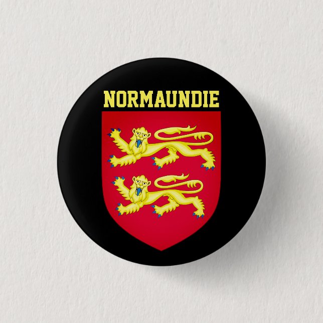 Coat of Arms of Normandy - FRANCE Button (Front)