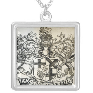 Coat of arms of Oliver Cromwell Silver Plated Necklace