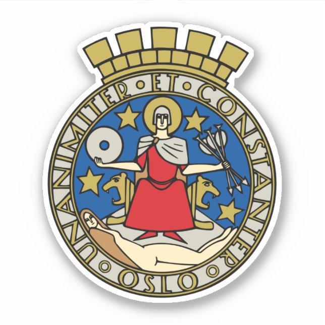 Coat of Arms of Oslo, Norway Sticker (Front)