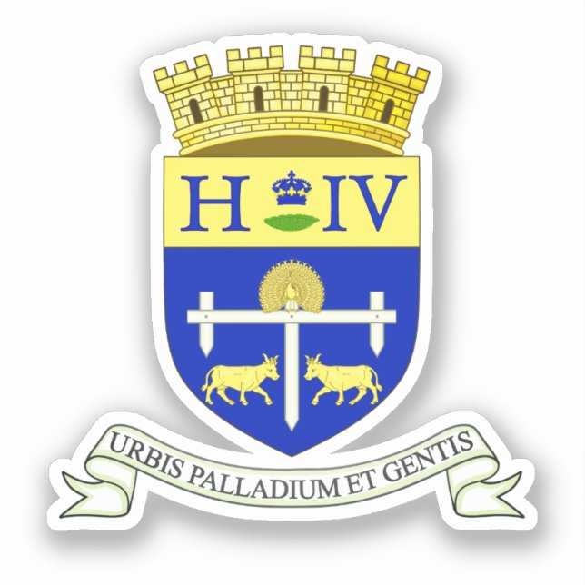 Coat of Arms of Pau, Pyrénées-Atlantiques (FRANCE) Sticker (Front)