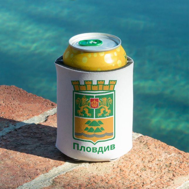 Coat of Arms of Plovdiv, Bulgaria Coffee Mug Can Cooler (In Situ Pool)