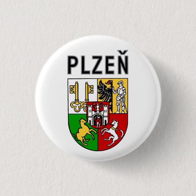 Coat of Arms of Plzeň, Czech Republic Button (Front)