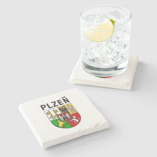Coat of Arms of Plzeň, Czech Republic Stone Coaster