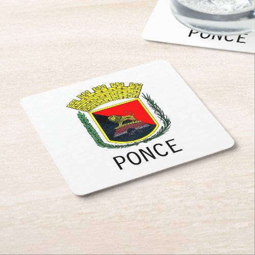 Coat of Arms of Ponce Puerto Rico Square Paper Coaster