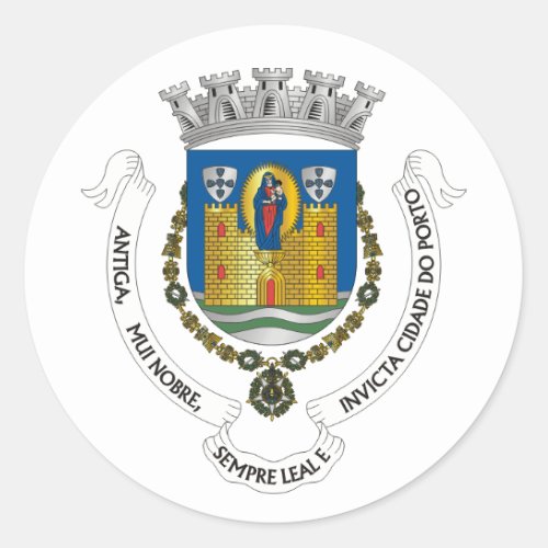 Coat of Arms of Porto PORTUGAL Classic Round Sticker