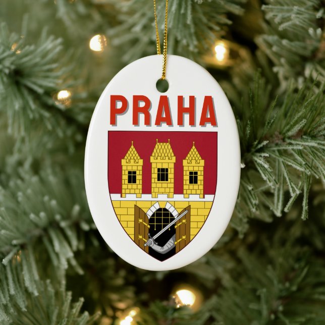 Coat of arms of Prague, Czech Republic Ceramic Ornament (Tree)