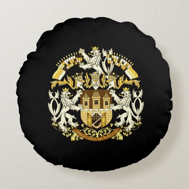 Coat of Arms of Prague Round Pillow (Front)