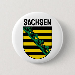Coat of Arms of Sachsen (Saxony), GERMAN Button