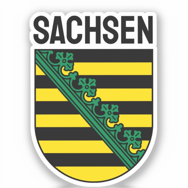 Coat of Arms of Sachsen (Saxony), GERMAN Sticker (Front)