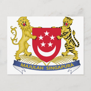 Coat of arms of Singapore 新加坡国徽 Emblem Postcard