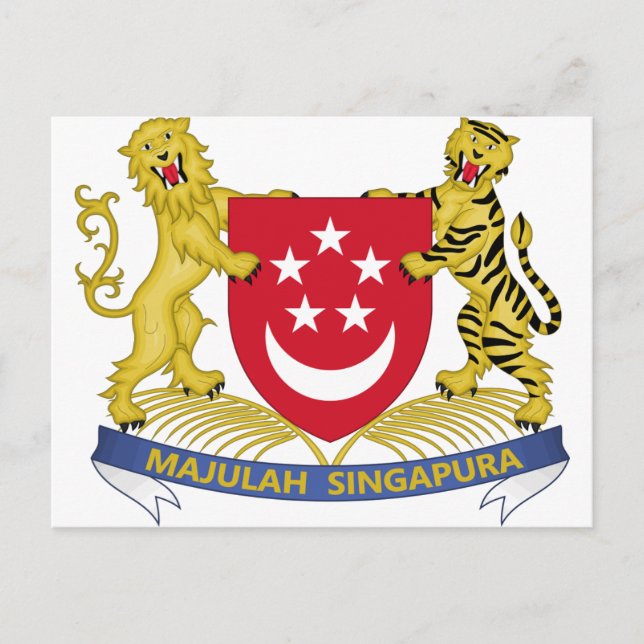 Coat of arms of Singapore 新加坡国徽 Emblem Postcard (Front)