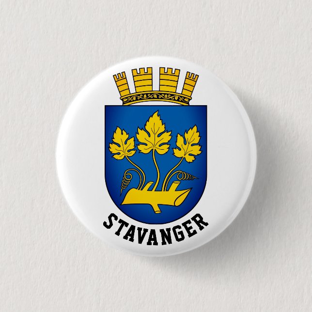 Coat of Arms of Stavanger, Norway Button (Front)