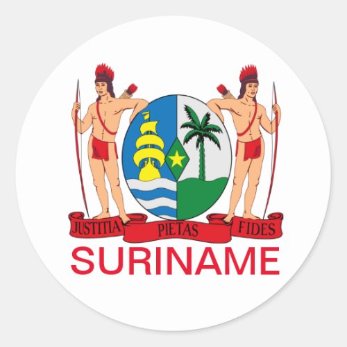 Coat of Arms of Suriname Classic Round Sticker