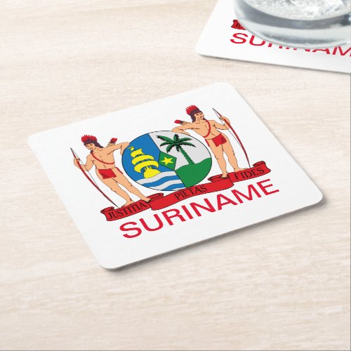 Coat of Arms of Suriname Square Paper Coaster