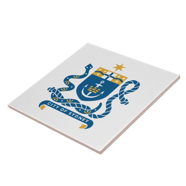 Coat of Arms of Sydney, Australia Ceramic Tile (Side)