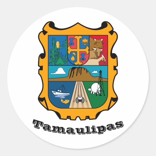 Coat of Arms of Tamaulipas (state), Mexico Classic Classic Round Sticker (Front)