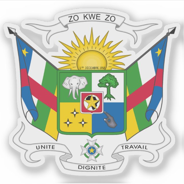 Coat of arms of the Central African Republic Sticker (Front)