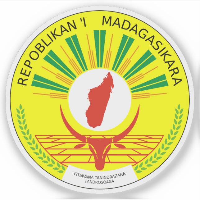 Coat of arms of the Republic of Madagascar Sticker (Front)