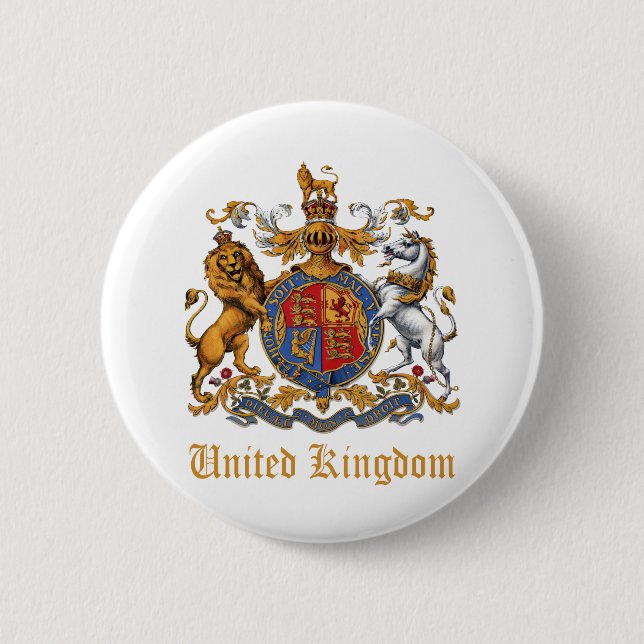 COAT OF ARMS OF THE UNITED KINGDOM BUTTON (Front)
