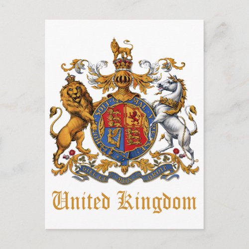 COAT OF ARMS OF THE UNITED KINGDOM POSTCARD