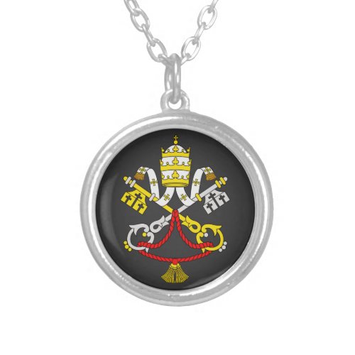 Coat of arms of the Vatican City Silver Plated Necklace