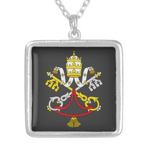 Coat of arms of the Vatican City Silver Plated Necklace