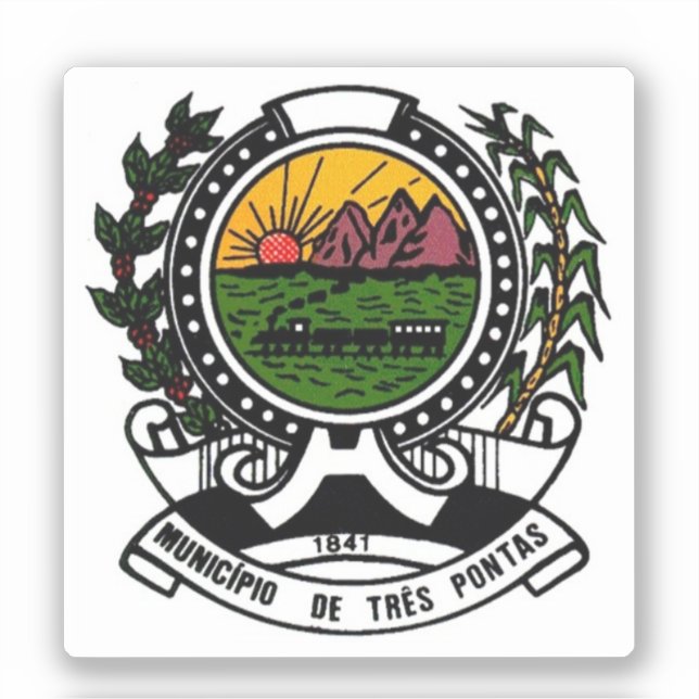 Coat of Arms of Três Pontas, Minas Gerais - BRAZIL Sticker (Front)