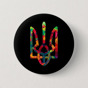 Coat Of Arms Of Ukraine In National Colours Ukrain Button
