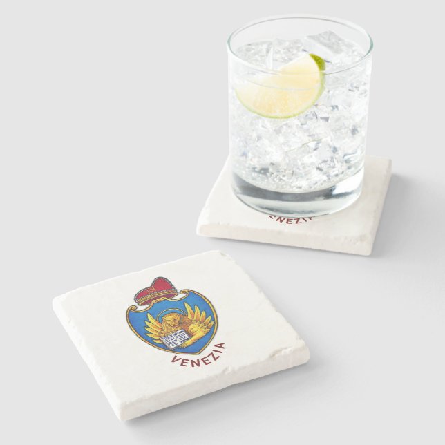 Coat of Arms of Venice, Italy Stone Coaster (Side)
