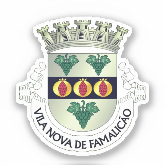 Coat of Arms of Vila Nova de Famalicão, PORTUGAL Sticker (Front)