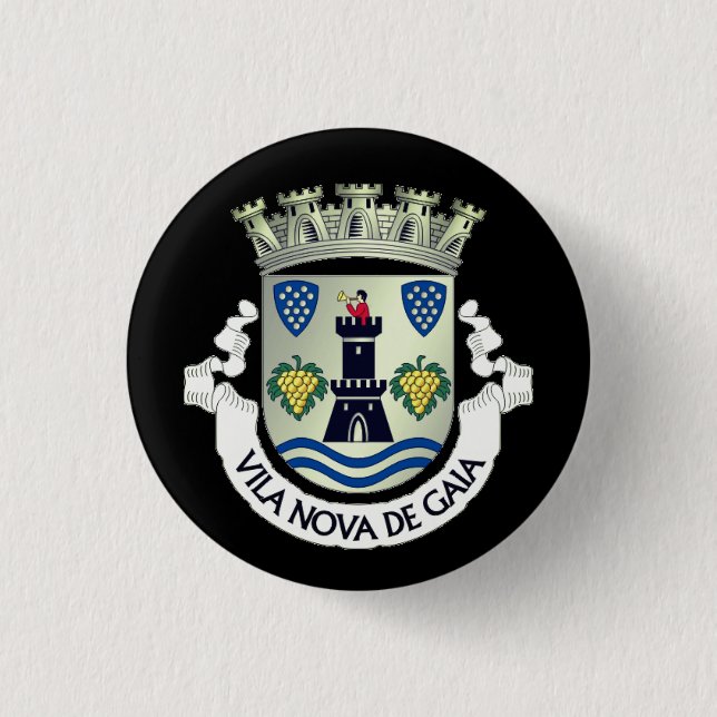 Coat of Arms of Vila Nova de Gaia, PORTUGAL Button (Front)