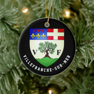 Coat of Arms of Villefranche-sur-Mer, France Ceramic Ornament