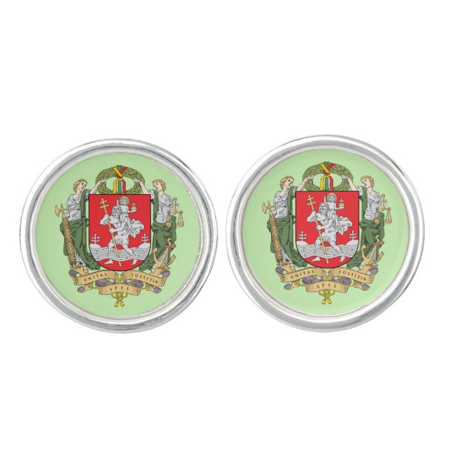 Coat of arms of Vilnius, Lithuania Cufflinks (Front)