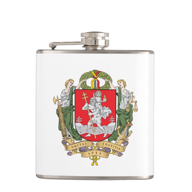 Coat of arms of Vilnius, Lithuania Hip Flask (Front)