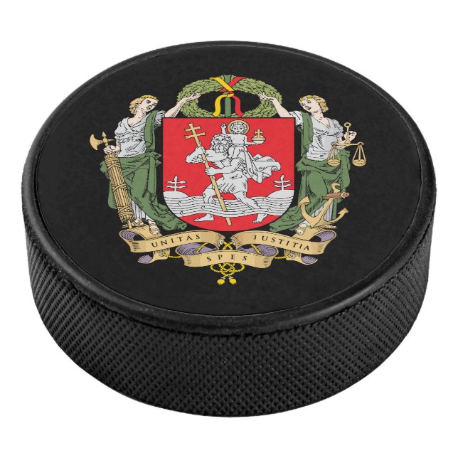 Coat of arms of Vilnius, Lithuania Hockey Puck (3/4)