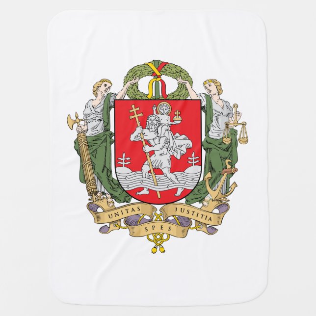 Coat of arms of Vilnius, Lithuania Receiving Blank Baby Blanket (Front)