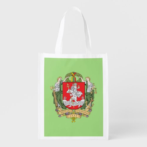 Coat of arms of Vilnius Lithuania Reusable Grocer Grocery Bag