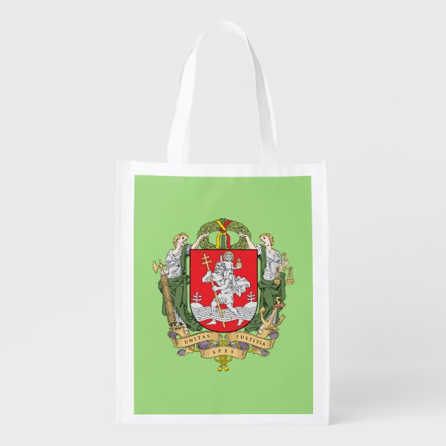 Coat of arms of Vilnius, Lithuania Reusable Grocer Grocery Bag (Front)