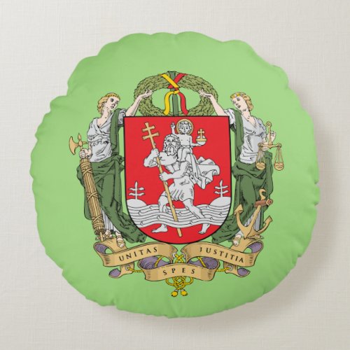 Coat of arms of Vilnius Lithuania Round Pillow