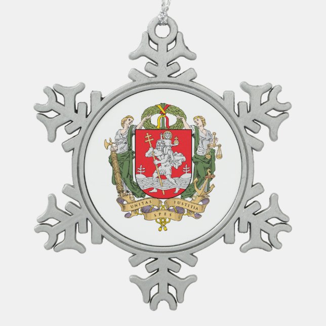 Coat of arms of Vilnius, Lithuania Snowflake Pewte Snowflake Pewter Christmas Ornament (Front)
