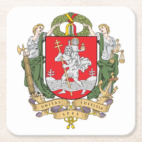 Coat of arms of Vilnius Lithuania Square Paper Co Square Paper Coaster