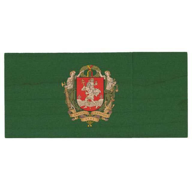 Coat of arms of Vilnius, Lithuania Wood Flash Driv Wood Flash Drive (Front)