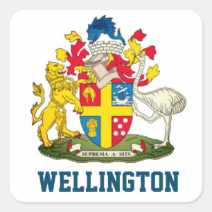 Coat of Arms of Wellington, New Zealand Square Sticker