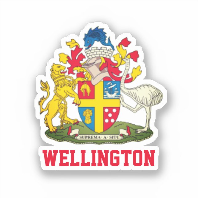 Coat of Arms of Wellington, New Zealand Sticker (Front)
