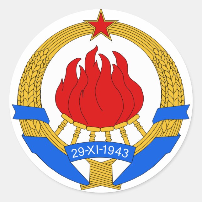 Coat of Arms of Yugoslavia (1945-1992) Classic Round Sticker (Front)